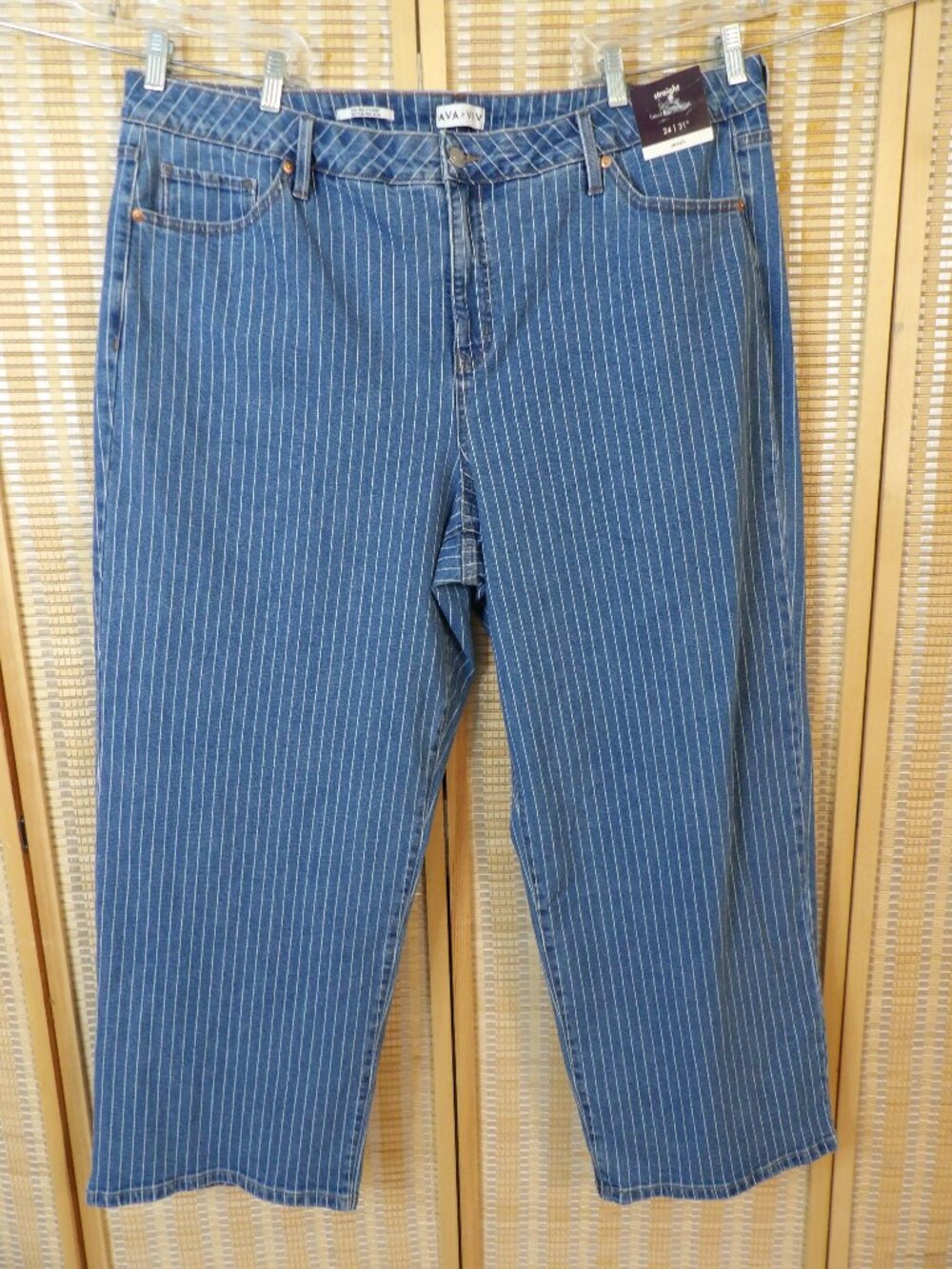 NWT Women's Ava & Viv Size 24 High-Rise Straight Fitted Hip & Thigh Jeans